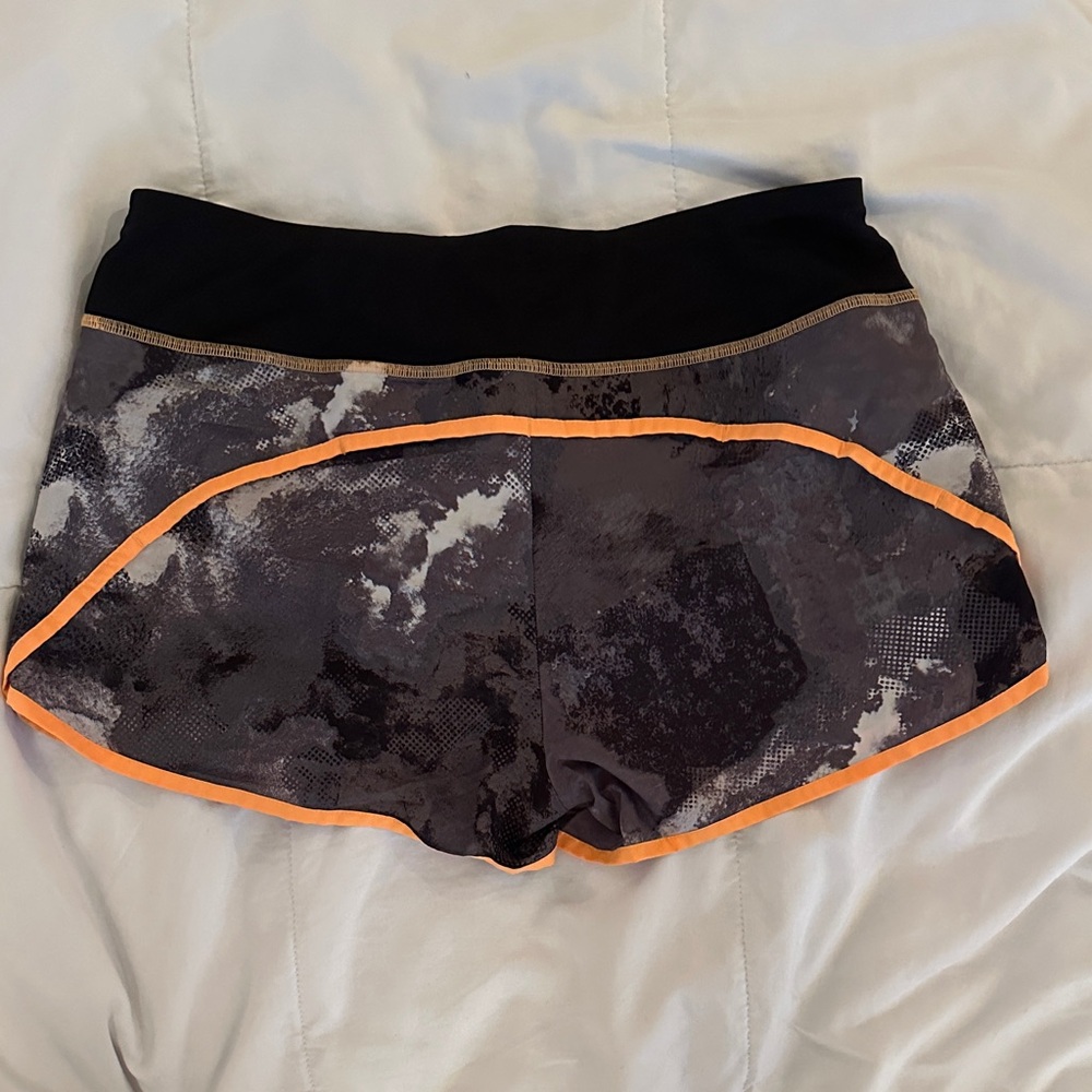 Reebok Women's Black and Gray Athletic Shorts with Orange Trim Size: M medium - Picture 3 of 7